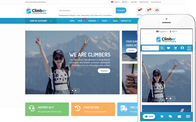 Climber - Multi Vendor Marketplace Theme WooCommerce Theme