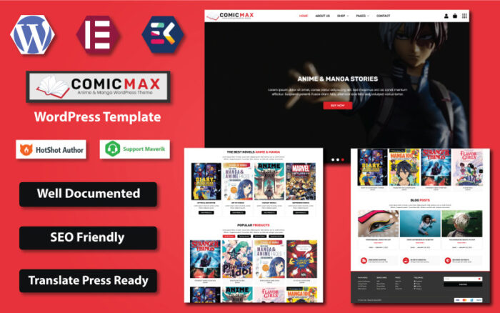 Comic Max - Anime & Manga Stories WordPress Elementor Template WordPress Theme