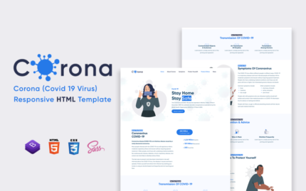 Corona - Covid 19 Responsive HTML Template Landing Page Template