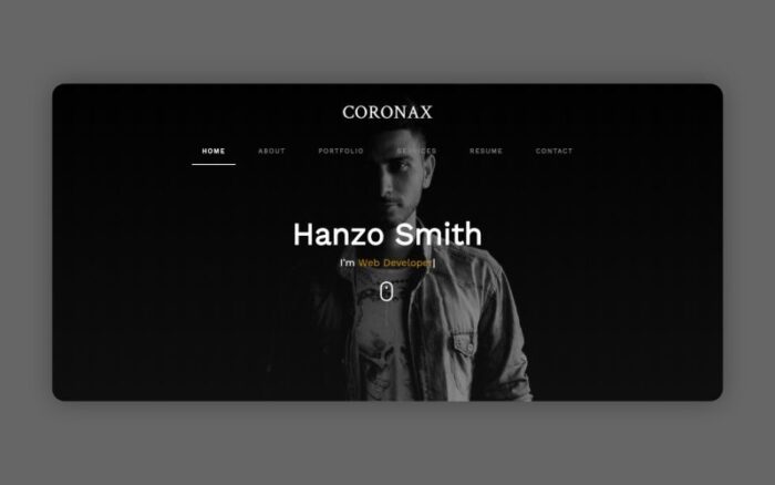 Coronax - Personal Portfolio Landing Page Template