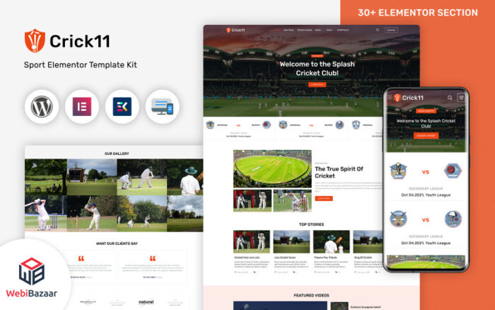 Crick11 - Sports Clubs & Events WordPress Elementor Theme WordPress Theme