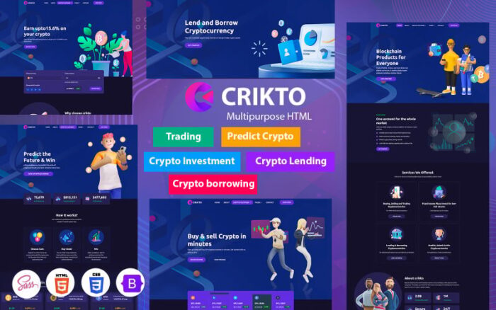 Crikto - Crypto Prediction, Trade, Investment And Crypto Lending, Borrowing HTML5 Template Website Template