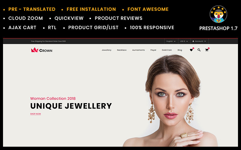 Crown Jewelry Store PrestaShop Theme