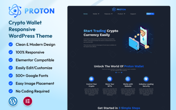 Crypto Wallet Responsive WordPress Theme