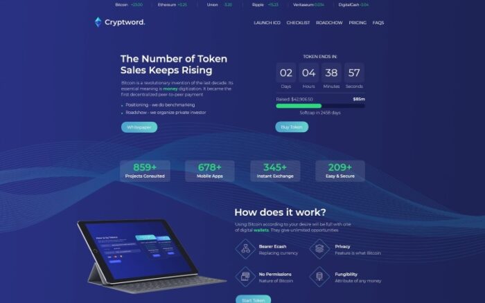 Cryptword - Cryptocurrency WordPress Elementor Theme WordPress Theme