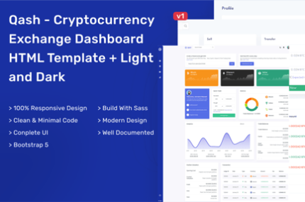 Qash - Cryptocurrency Exchange HTML Dashboard