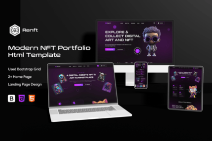 Renft - NFT Portfolio landing page HTML Template