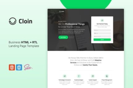 Cloin - HTML Landing Page Template + RTL