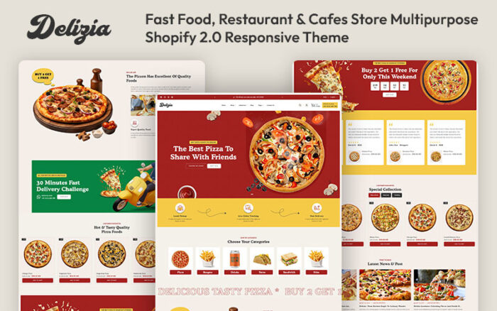 Delizia - Fast Food, Restaurant & Cafes Store Multipurpose Shopify 2.0 Responsive Theme Shopify Theme