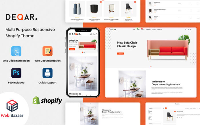 Deqar - Mega Furniture Shopify Store Shopify Theme