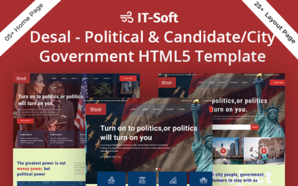 Desal - Political & Candidate/City Government HTML5 Template Website Template