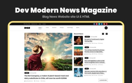 Dev Modern News Magazine Blog Website Template