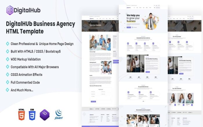 DigitalHub - Business Agency HTML Template Website Template