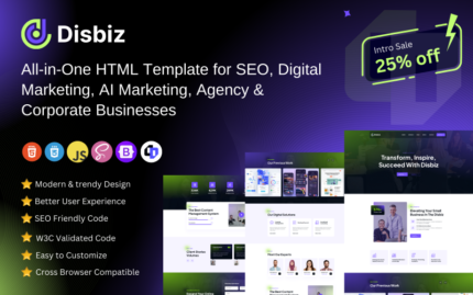 Disbiz- Modern HTML Template for SEO, Digital Marketing, AI Marketing, Agency Business Website Template