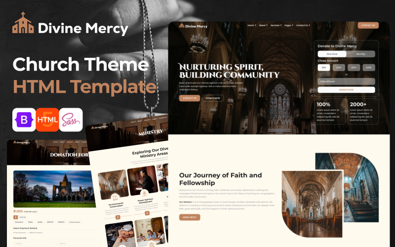 Divine Mercy - Church HTML Template with Events, Donations & Sermons Website Template