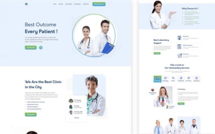 Docex - Clinic Services One Page HTML Template Landing Page Template