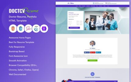 Doctcv - Doctor Resume, Portfolio HTML Template Landing Page Template