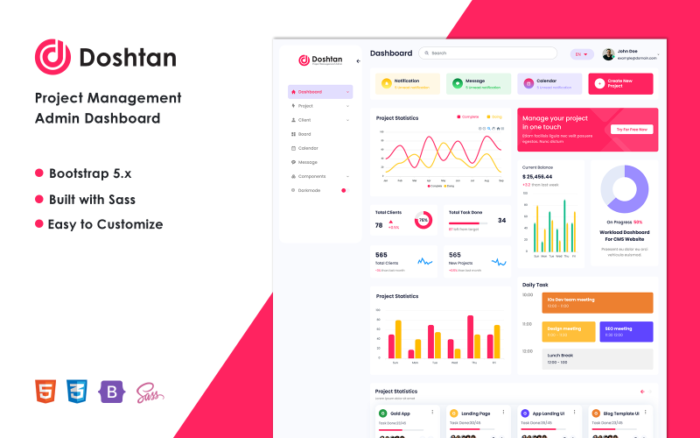 Doshtan - Project Management Admin Dashboard Bootstrap 5 Template Admin Template