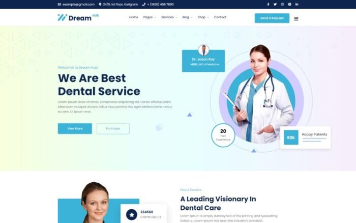 DreamHub Dentist & Dental Clinic HTML5 Template Website Template