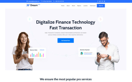 DreamHub - Fintech Landing WordPress Theme