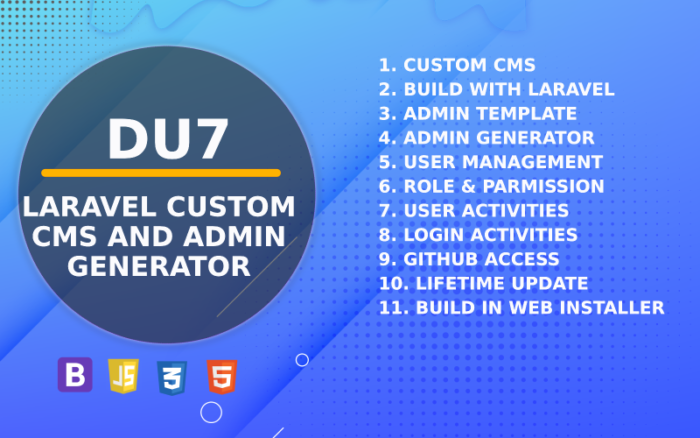 Du7 Laravel cms and Admin Generator Admin Template