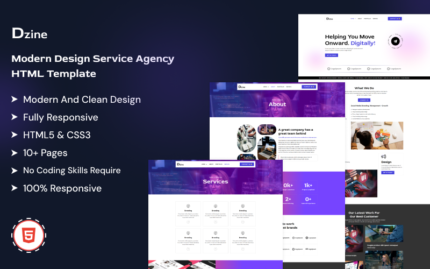 Dzine - Modern Design Service Agency HTML Template Website Template