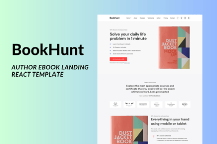 Bookhunt - Author eBook Landing React Template