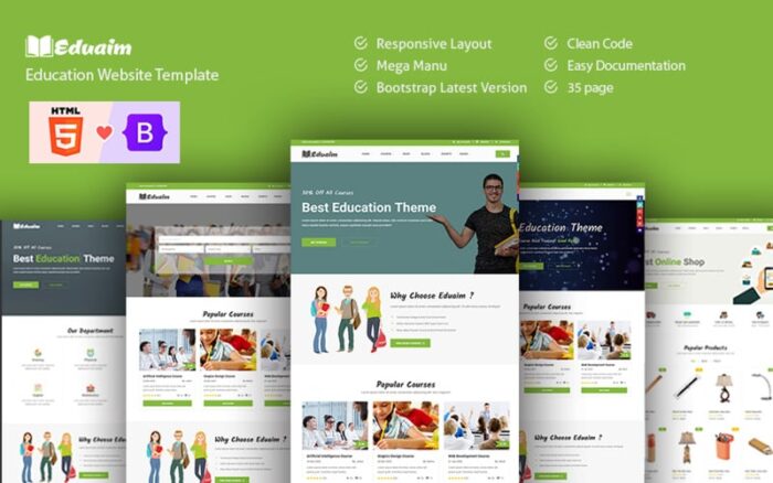 Eduaim - Education HTML Bootstrap 5 Template Website Template