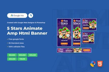 5 Stars Animate Ads Template AMPHTML Banners