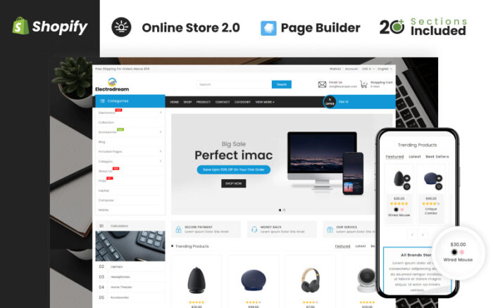 Electrodream Electronics Store Shopify Theme