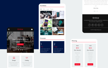 Entice - Multipurpose Mobile Template Website Template