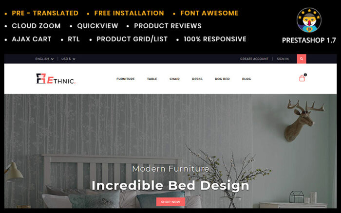 Ethnic Home and Furniture Store PrestaShop Theme