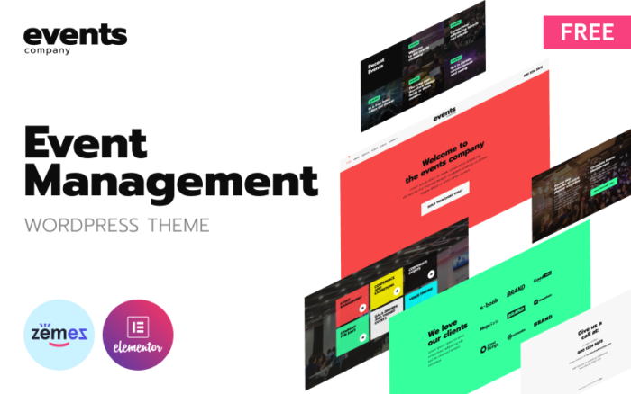 Events Company - Free Modern Event Landing Page Platform WordPress Theme