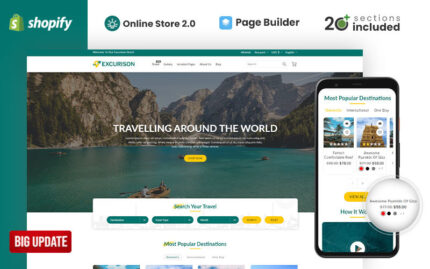 Excurison Tours and Travel Shopify Theme