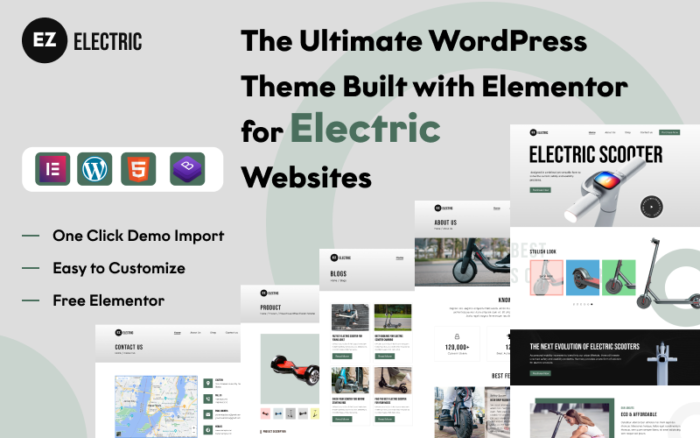 EZ Electric Scooter: Modern Mobility with a Sleek Design for Electric Scooters WordPress Theme