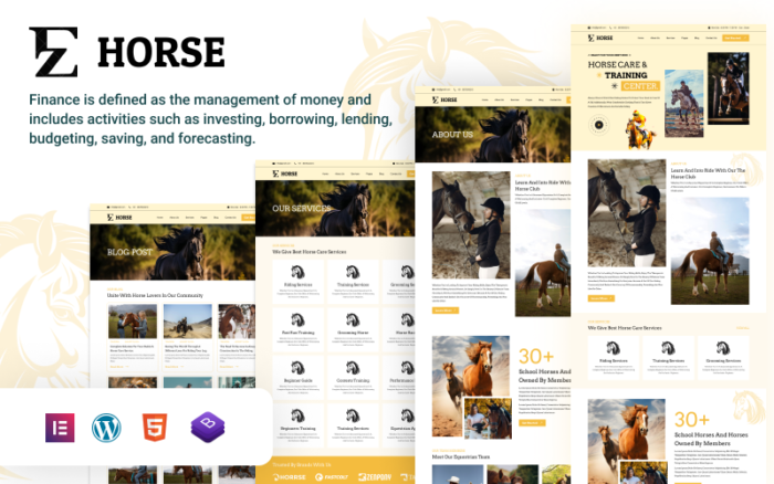 EZ Horse – Modern Template for Horse Training and Jockey Services WordPress Theme