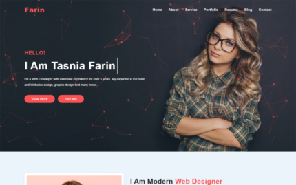 Farin Personal Portfolio HTML5 Landing Page Template