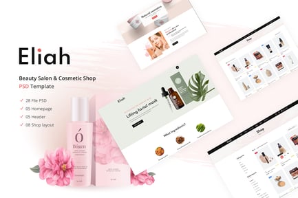 Eliah | Beauty Salon & Cosmetic Shop PSD Template