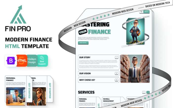 FinPro - Professional Finance Agency - Financial Advisor Animated HTML Website Template Landing Page Template
