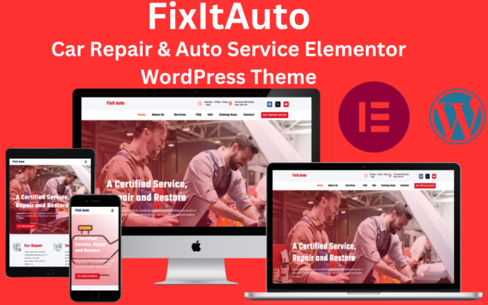 FixItAuto - FREE Car Repair & Auto Service Elementor WordPress Theme