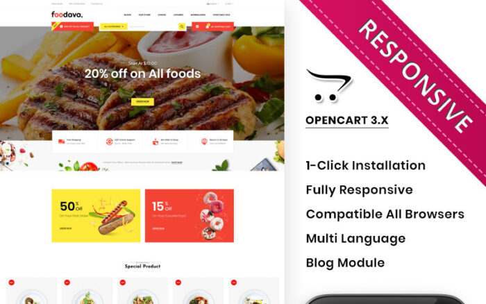 Foodava - The food Store OpenCart Template