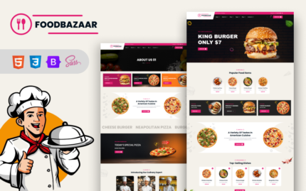 FoodBazaar - Fast Foods & Restaurants HTML5 Template Website Template