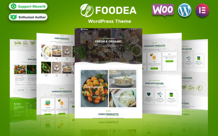 Foodea - Organic Food WordPress Elementor Template WordPress Theme