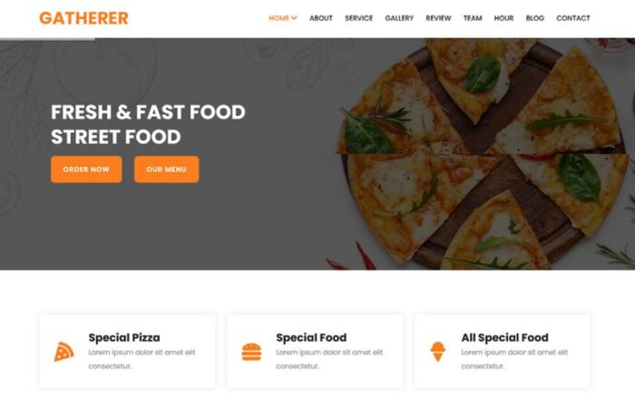 Gatherer - Food & Restaurants Landing Page Template