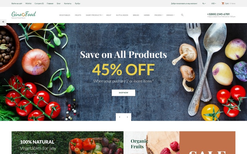 GinoFood - Organic Food Store Clean PrestaShop Theme