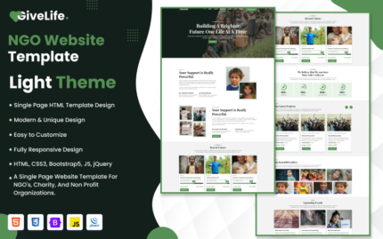 Give Life | One - Page NGO Website Template Landing Page Template