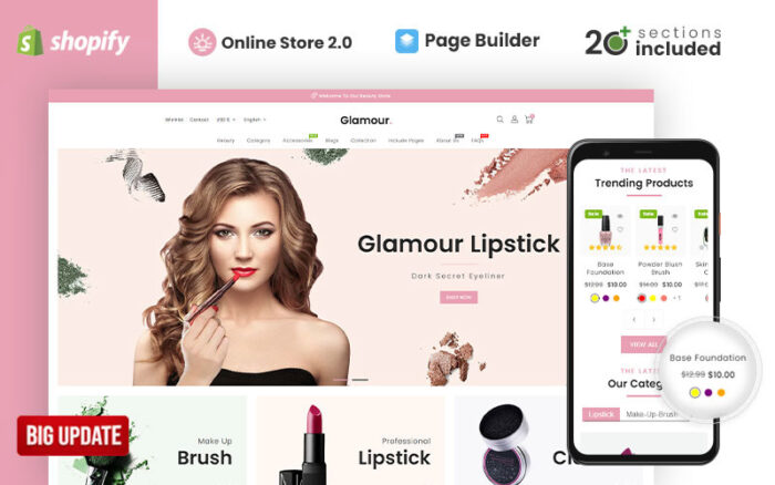 Glamour Cosmetics Store Shopify Theme