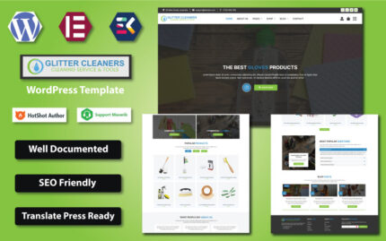 Glitter Cleaners - Cleaning Service & Tools WooCommerce Elementor Template WooCommerce Theme