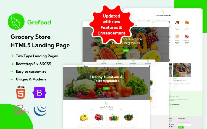 Grefood - Grocery Store HTML5 Landing Page Landing Page Template