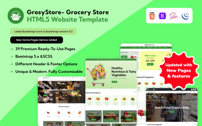 GrosyStore- Grocery Store HTML5 Website Template